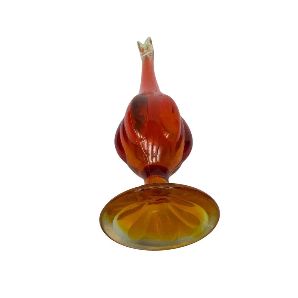 Vintage Viking Orange Amberina Glass Swung Smooth Bud Vase 12.5